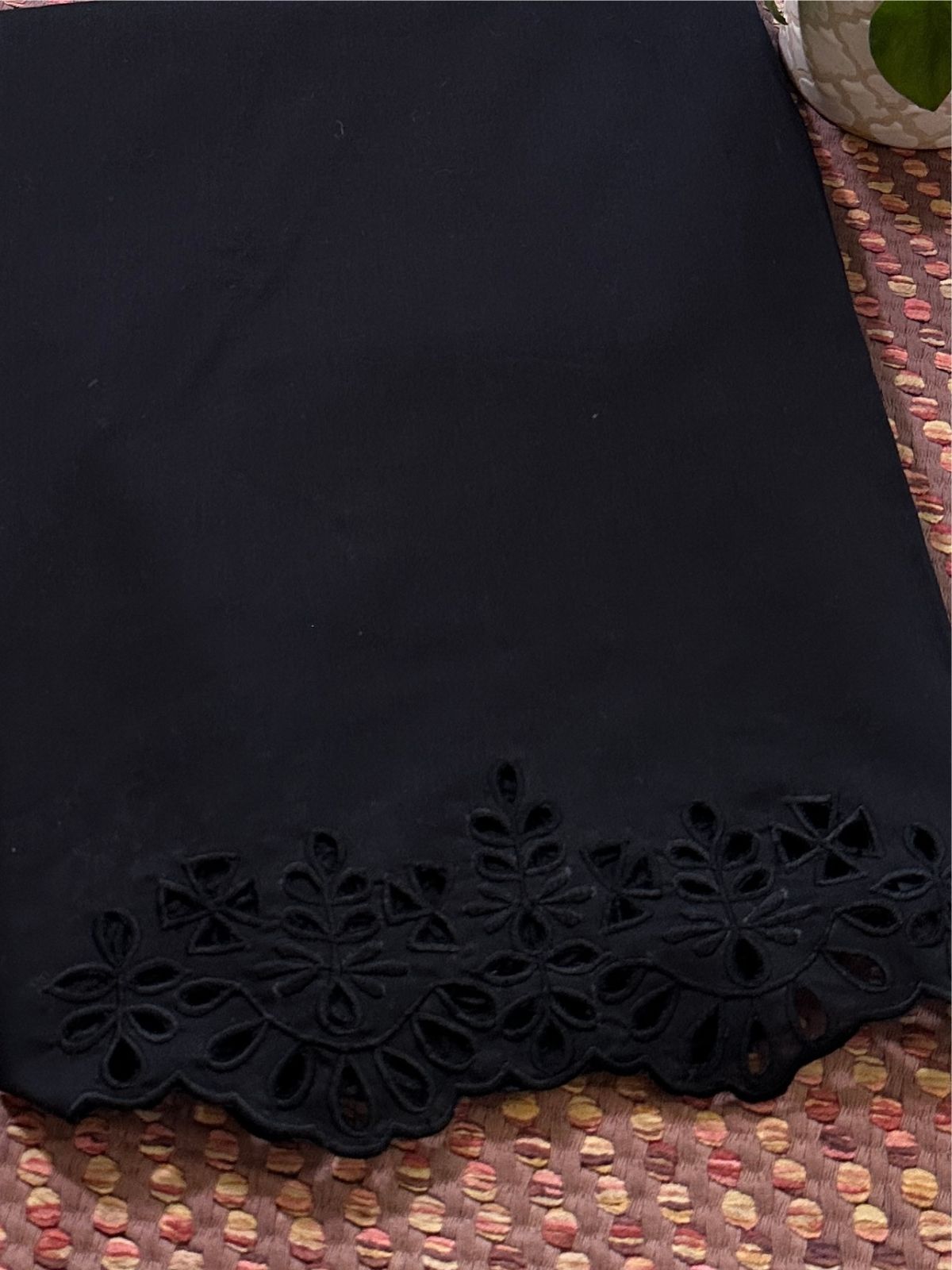 Bottom Wear Cutwork Fabric- Black
