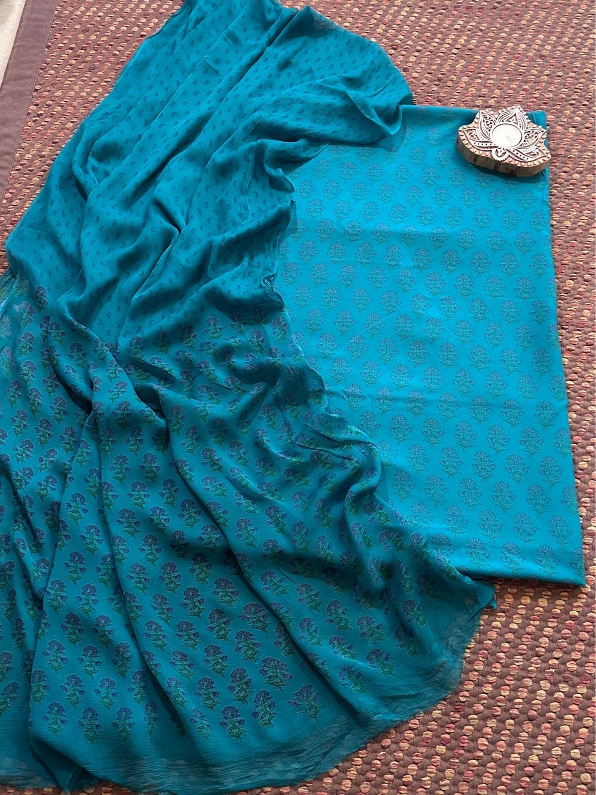 Spun Block Printed Unstitched Set