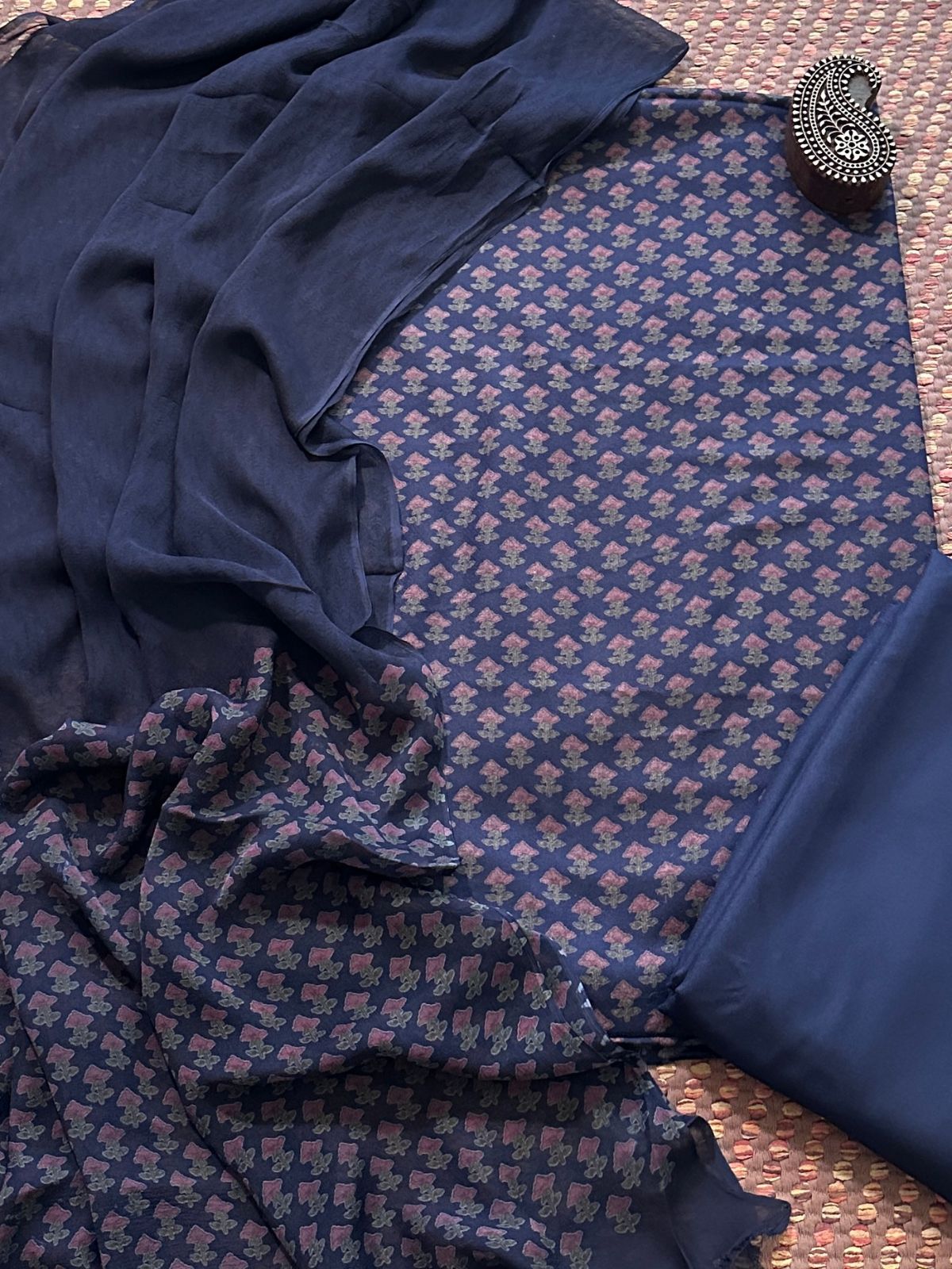 Spun Block Printed Unstitched Set