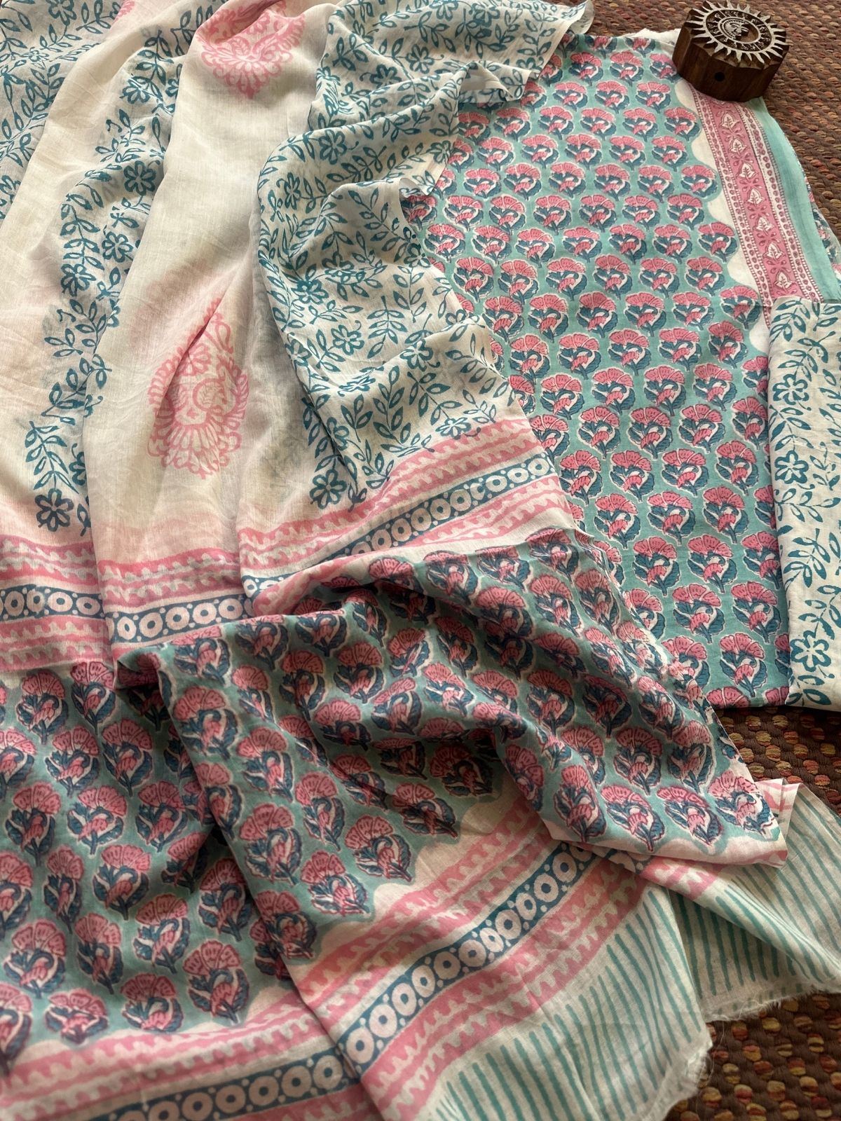 Pure Cotton Unstitched Set with Malmal Dupatta