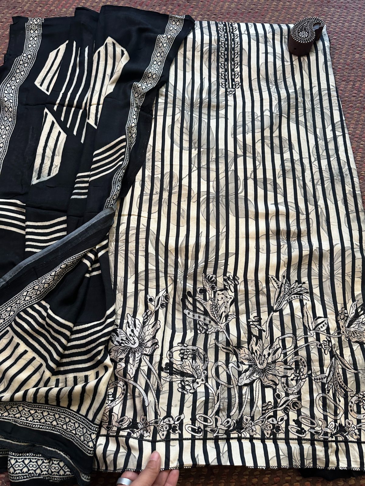 Spun Block Printed Unstitched Set