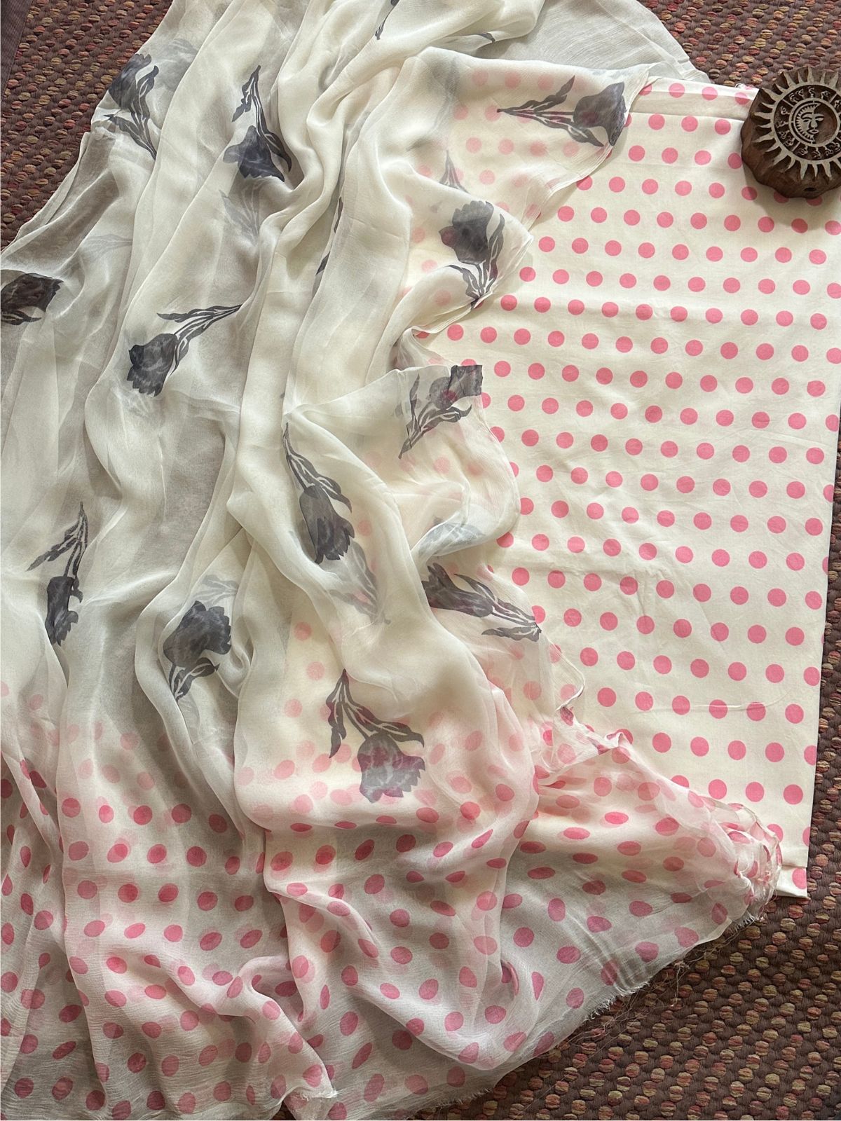 Pure Cotton Unstitched Set with Chiffon Dupatta