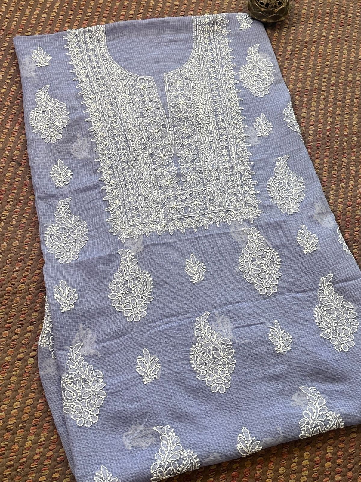 Chikankari Hand Embroidered Fabric with Kota Embroidered Dupatta