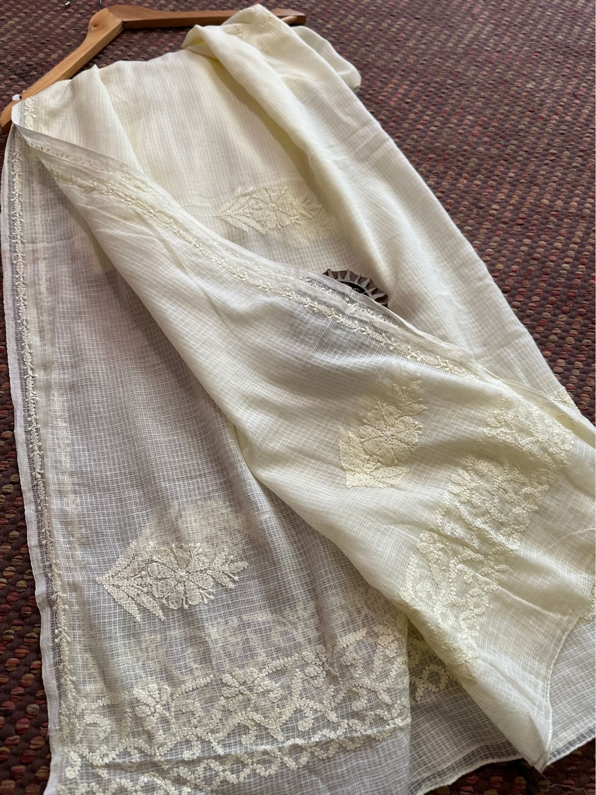 Kota Doria Hand Embroidered Chikankari Dupatta