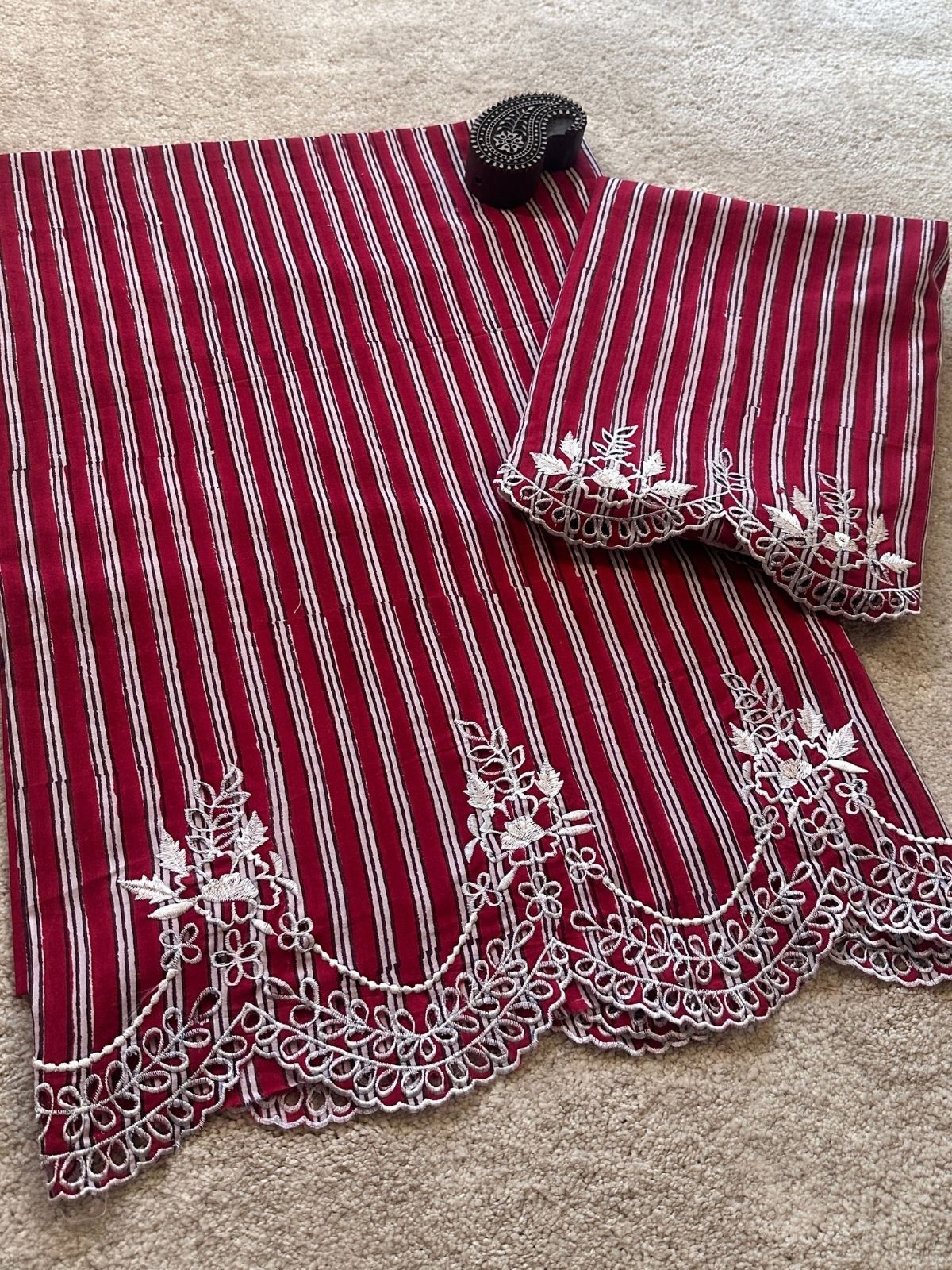 Crimson Set - Coord Set with Cutwork Embroidery