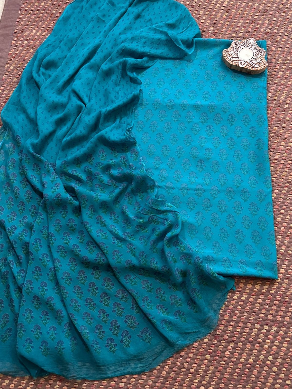 Spun Block Printed Unstitched Set