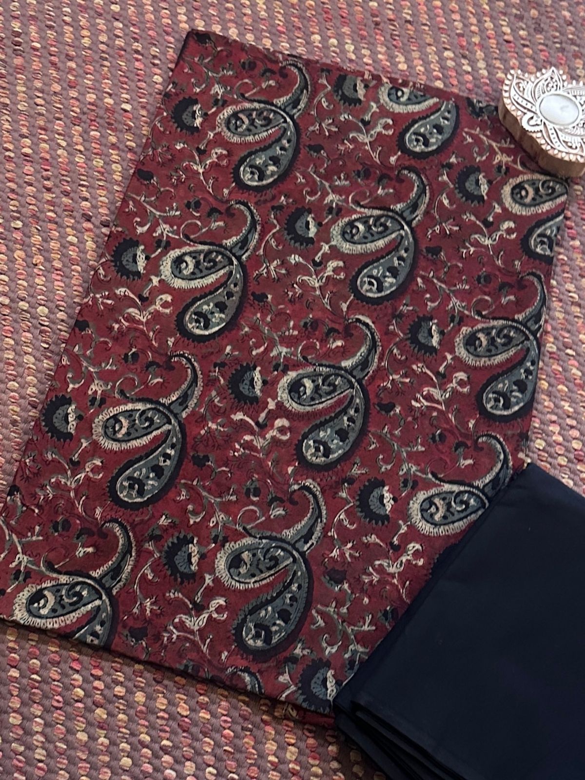 Pure Cotton fabric in Natural Dyes with Bottom Unstitched Set