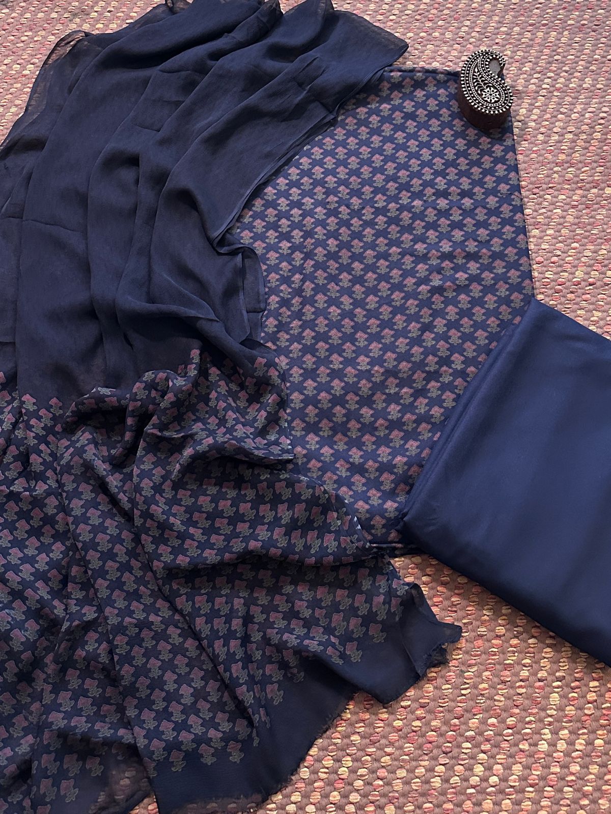 Spun Block Printed Unstitched Set