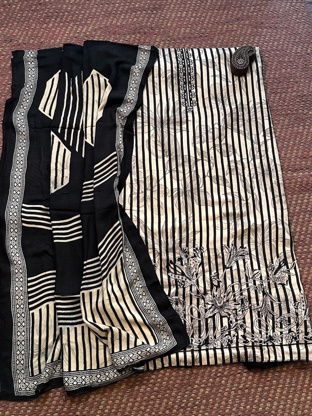 Spun Block Printed Unstitched Set