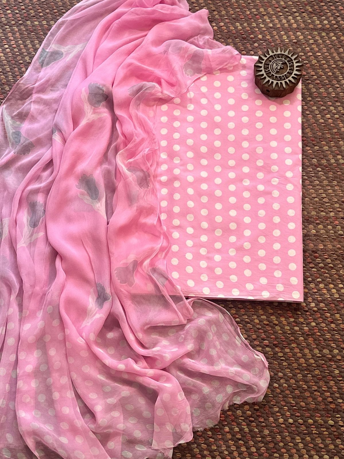 Pure Cotton Unstitched Set with Chiffon Dupatta