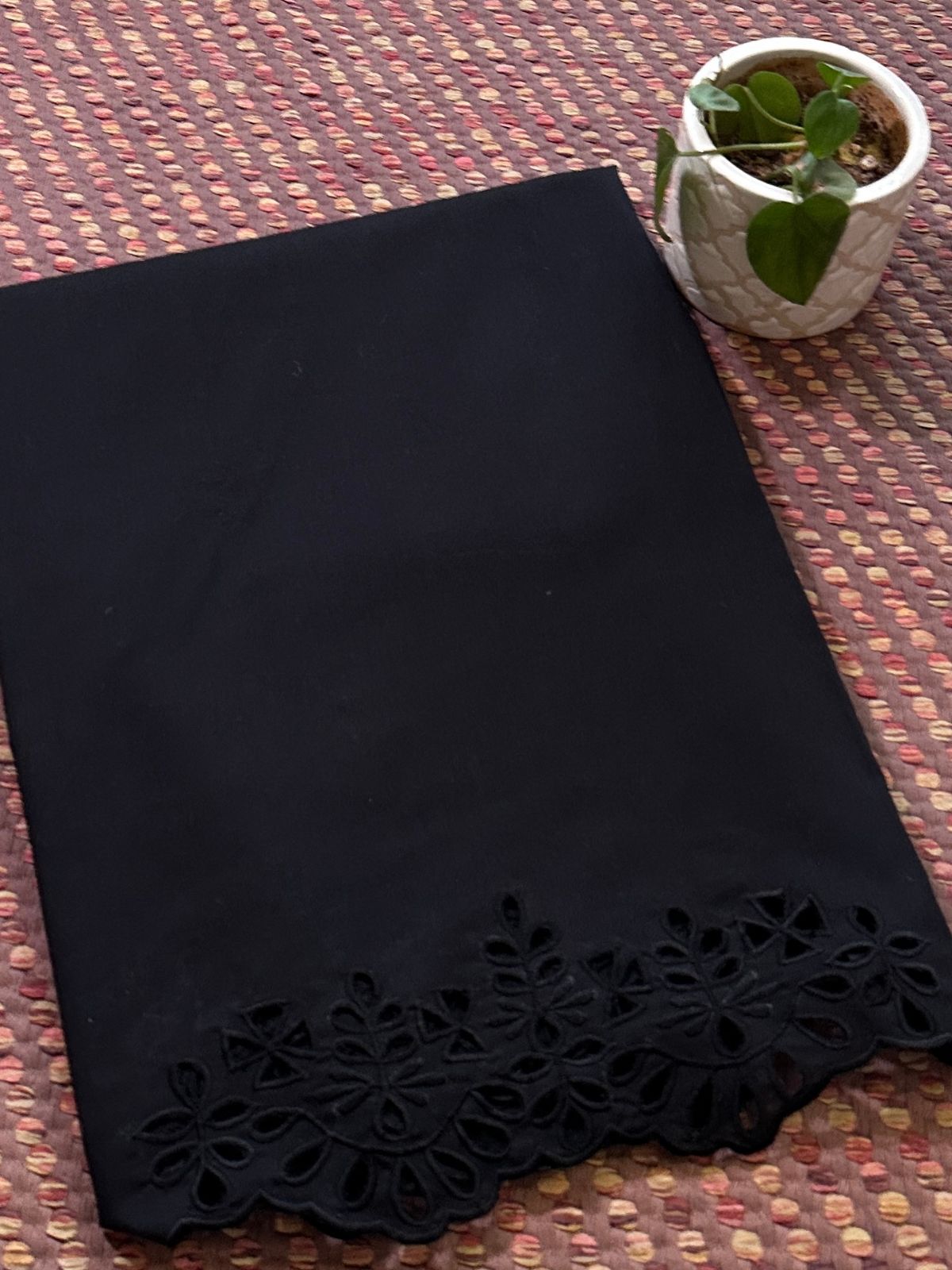 Bottom Wear Cutwork Fabric- Black