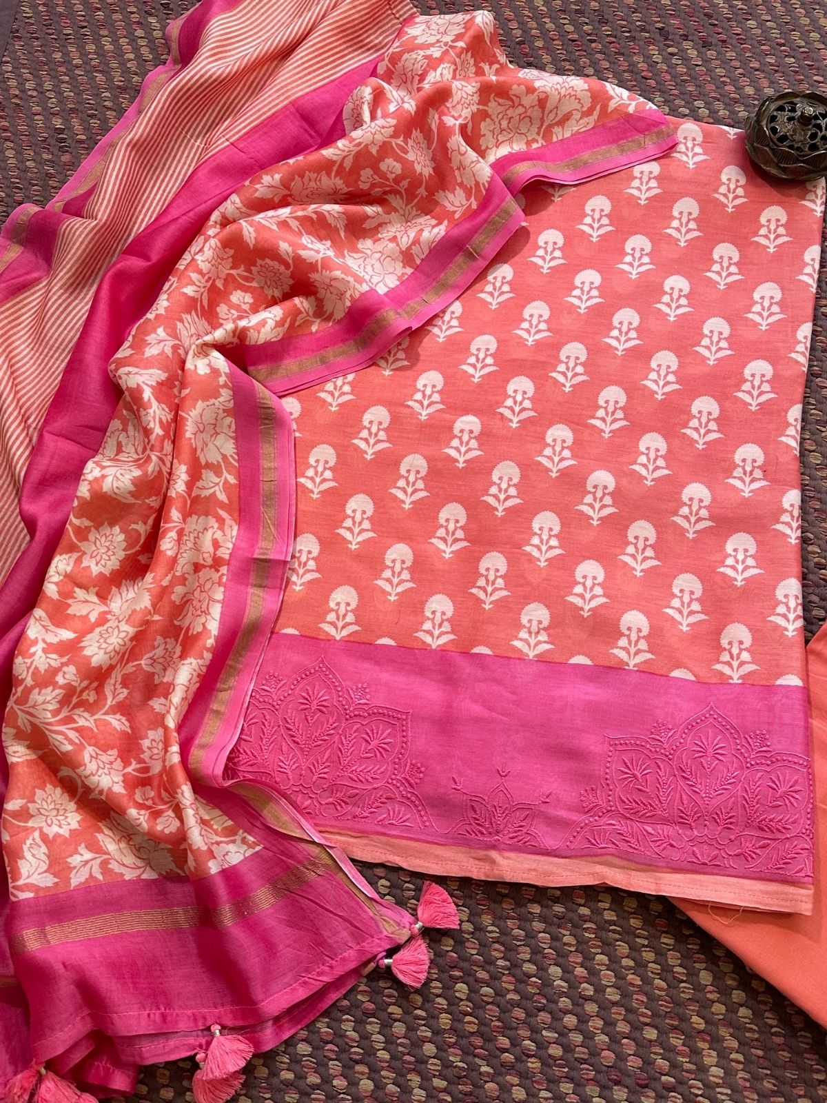 Premium Maheshwari Silk Unstitched Set