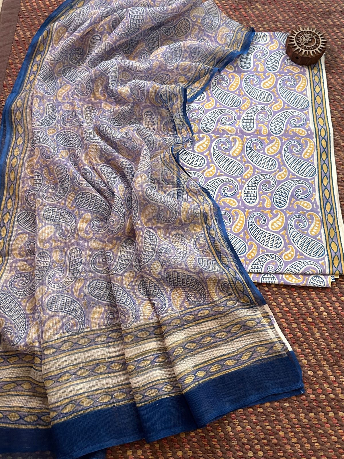 Pure Cotton Unstitched Set with Kota Dupatta