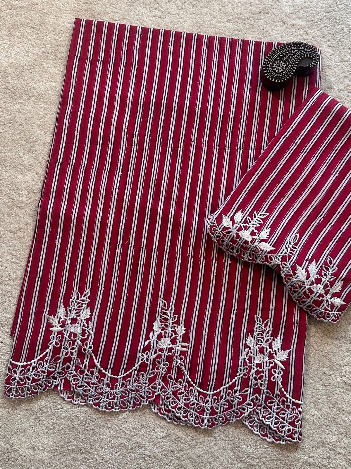 Crimson Set - Coord Set with Cutwork Embroidery