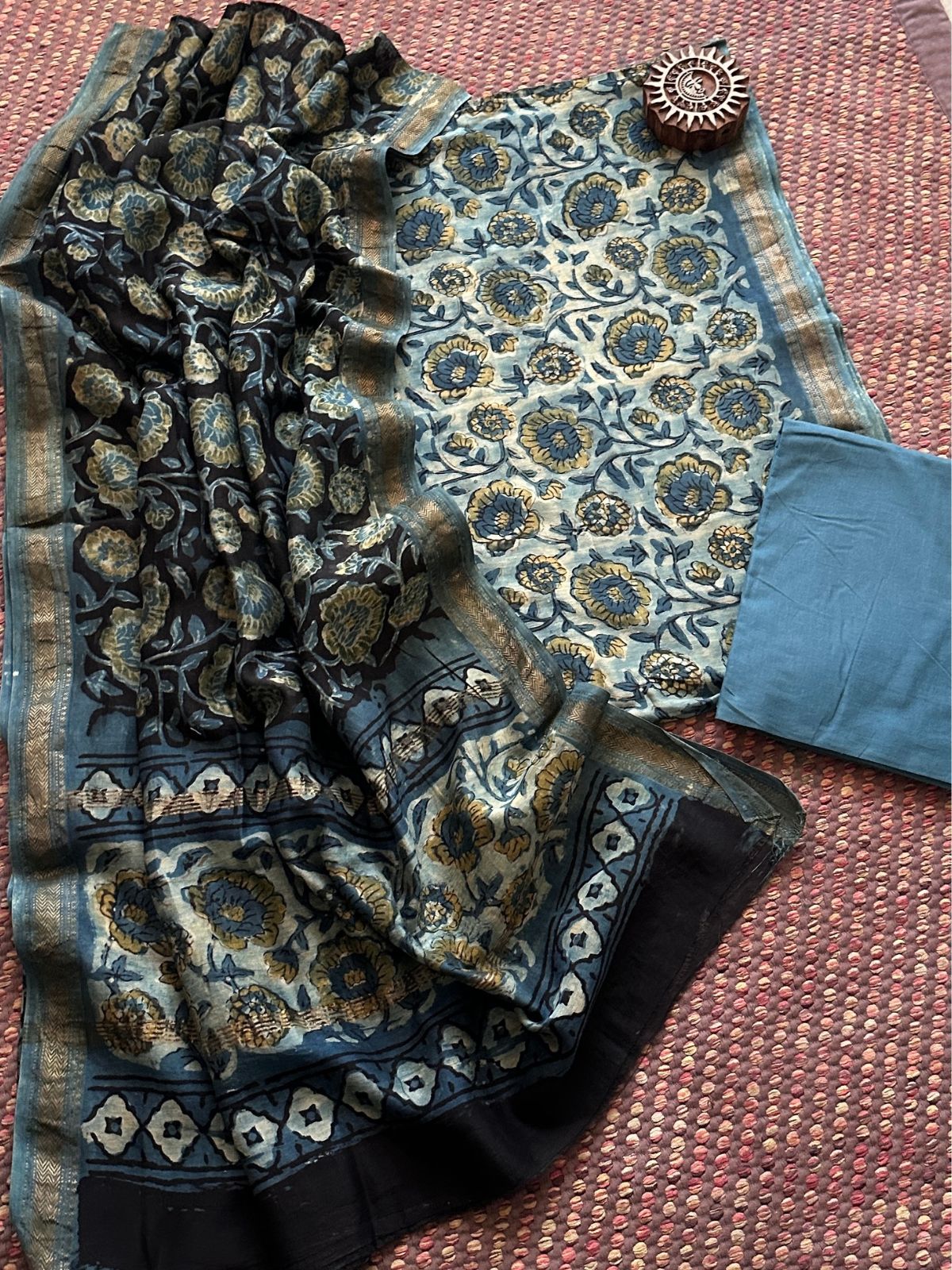 Vegetable Dyed Maheshwari Silk Unstitched Set