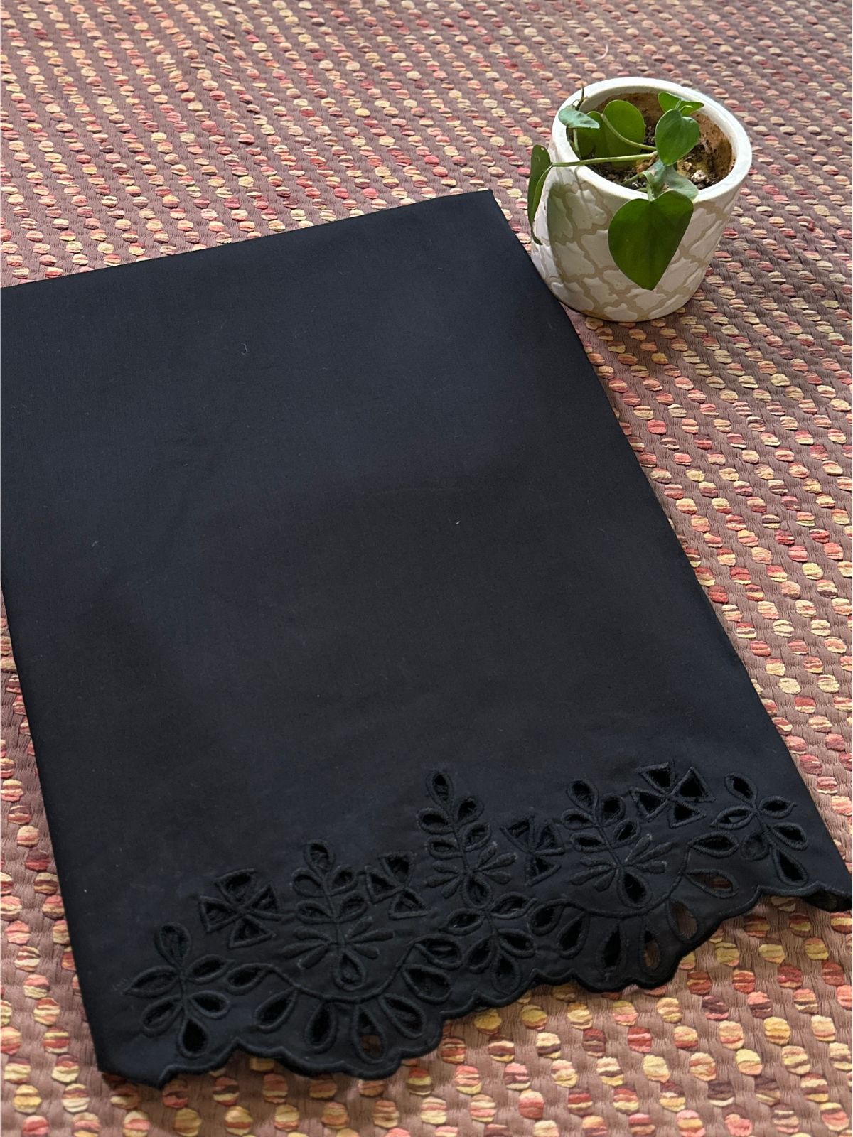Bottom Wear Cutwork Fabric- Black