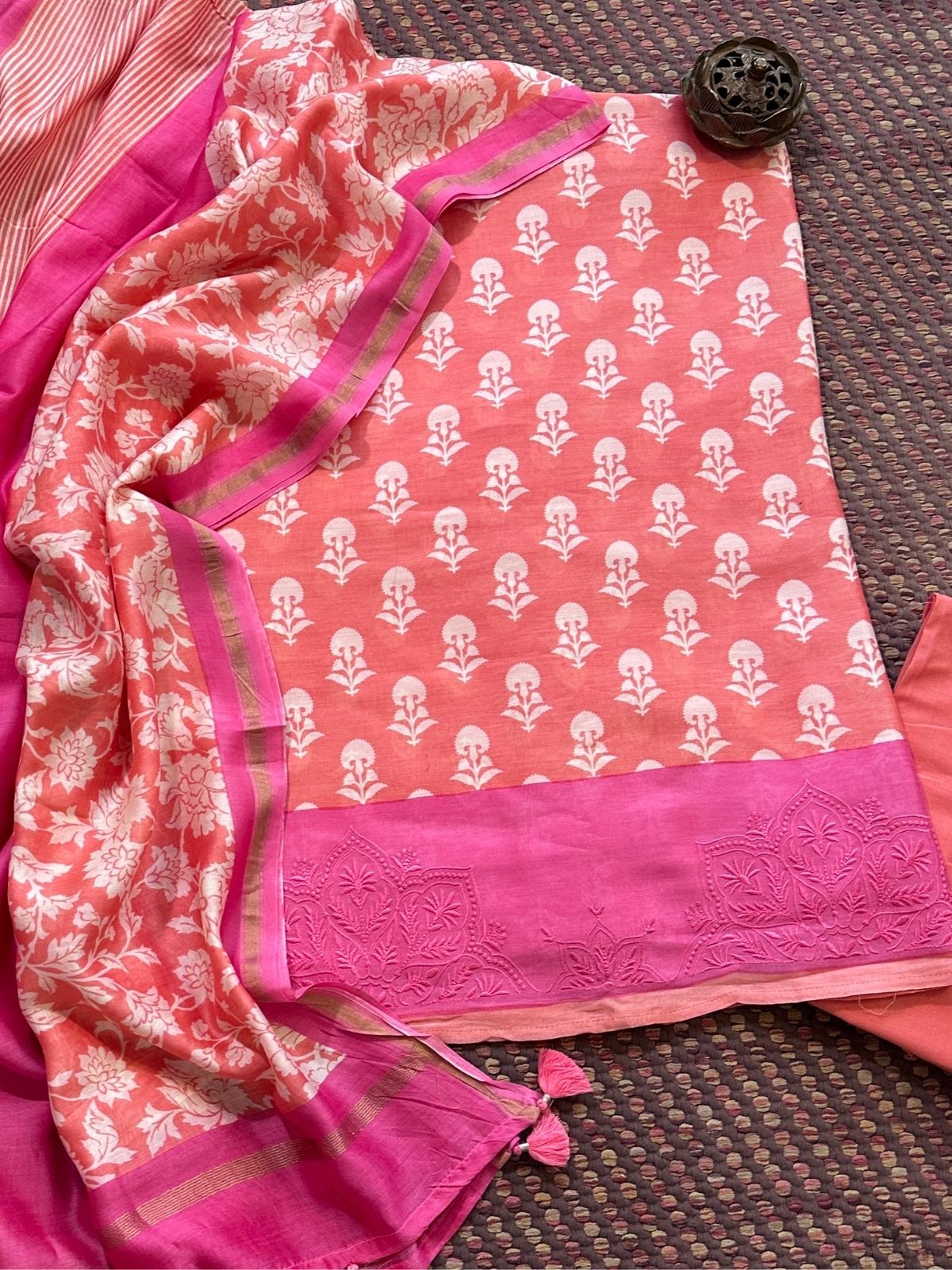 Premium Maheshwari Silk Unstitched Set