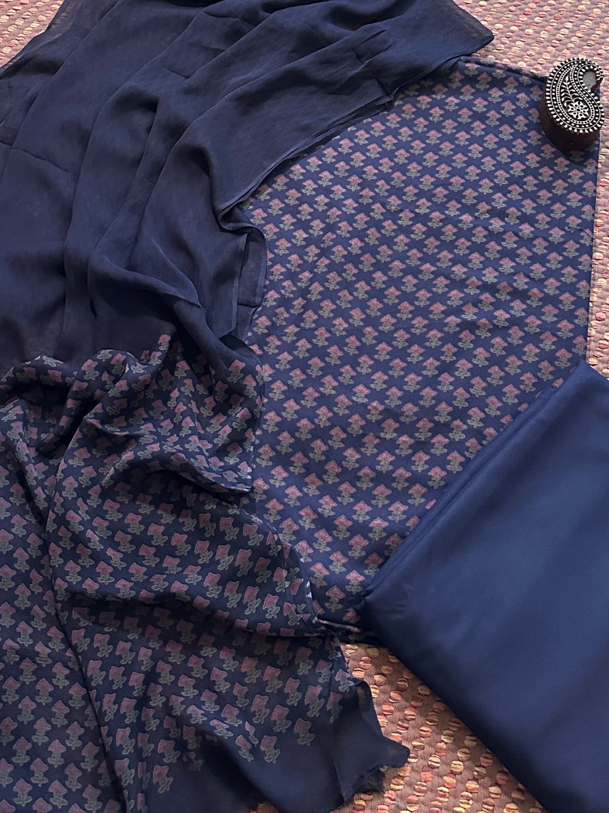 Spun Block Printed Unstitched Set