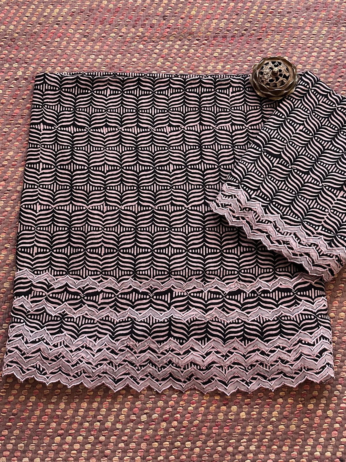 Exclusive Cutwork embroidered Ajrak Cotton Malmal Coord Set