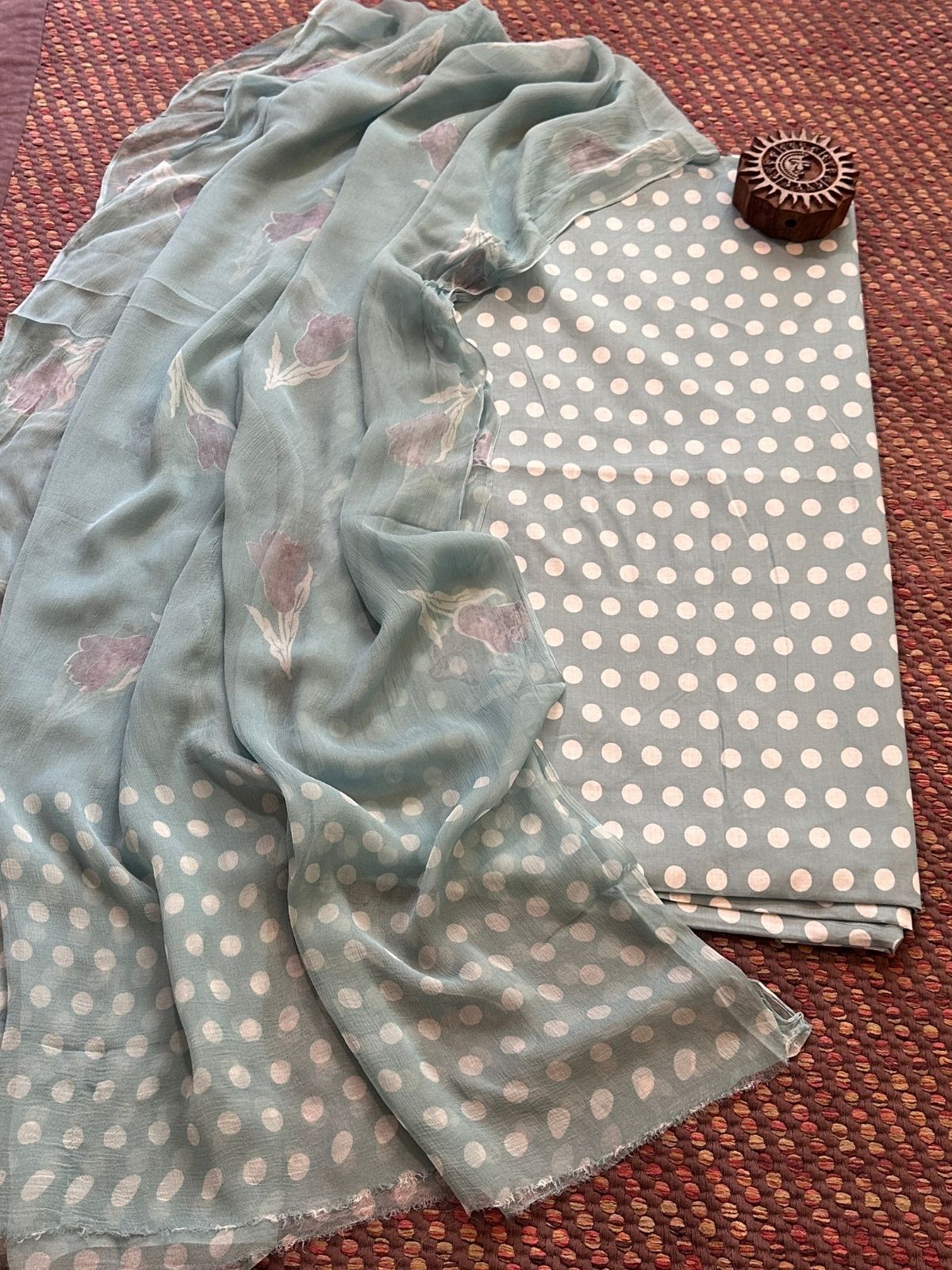 Pure Cotton Unstitched Set with Chiffon Dupatta