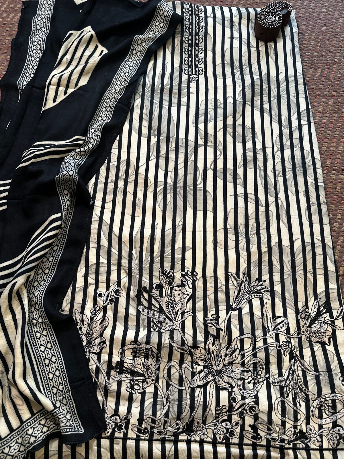 Spun Block Printed Unstitched Set