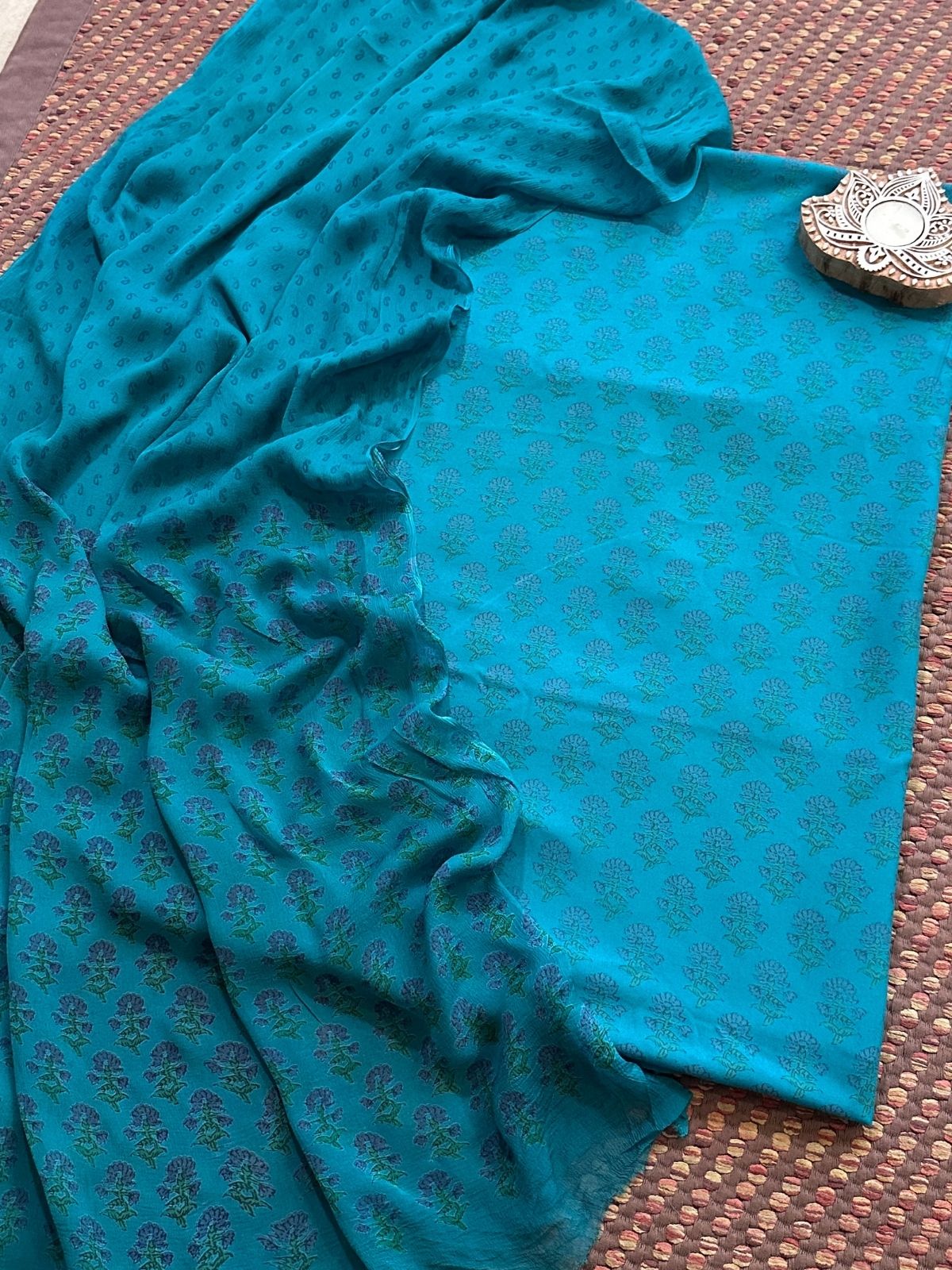 Spun Block Printed Unstitched Set