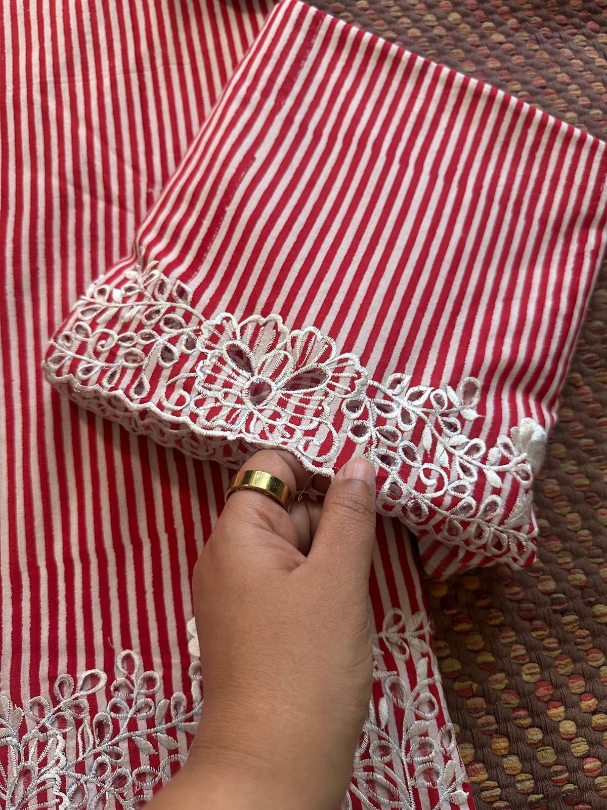 Cutwork Pure Cotton Hand-blocked Coord Set