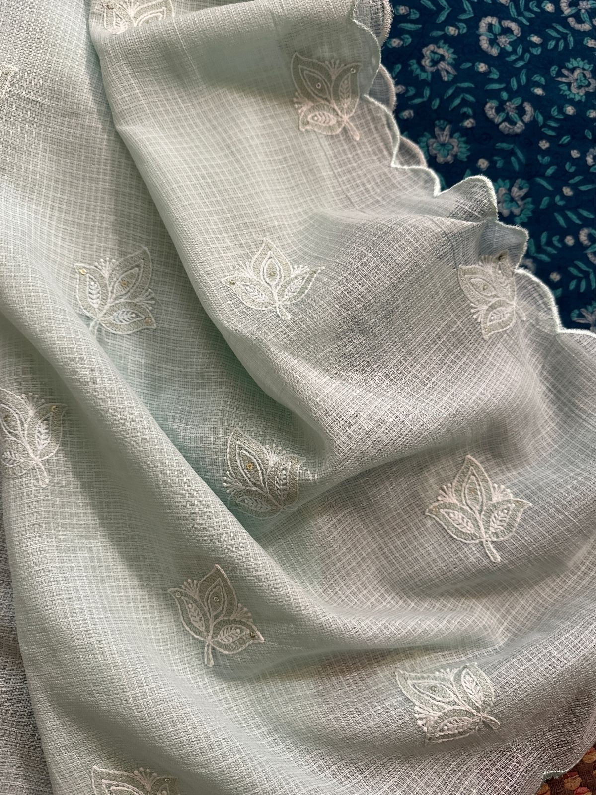 Pure Cotton Hand Block Fabric with Kota Doria Dupatta