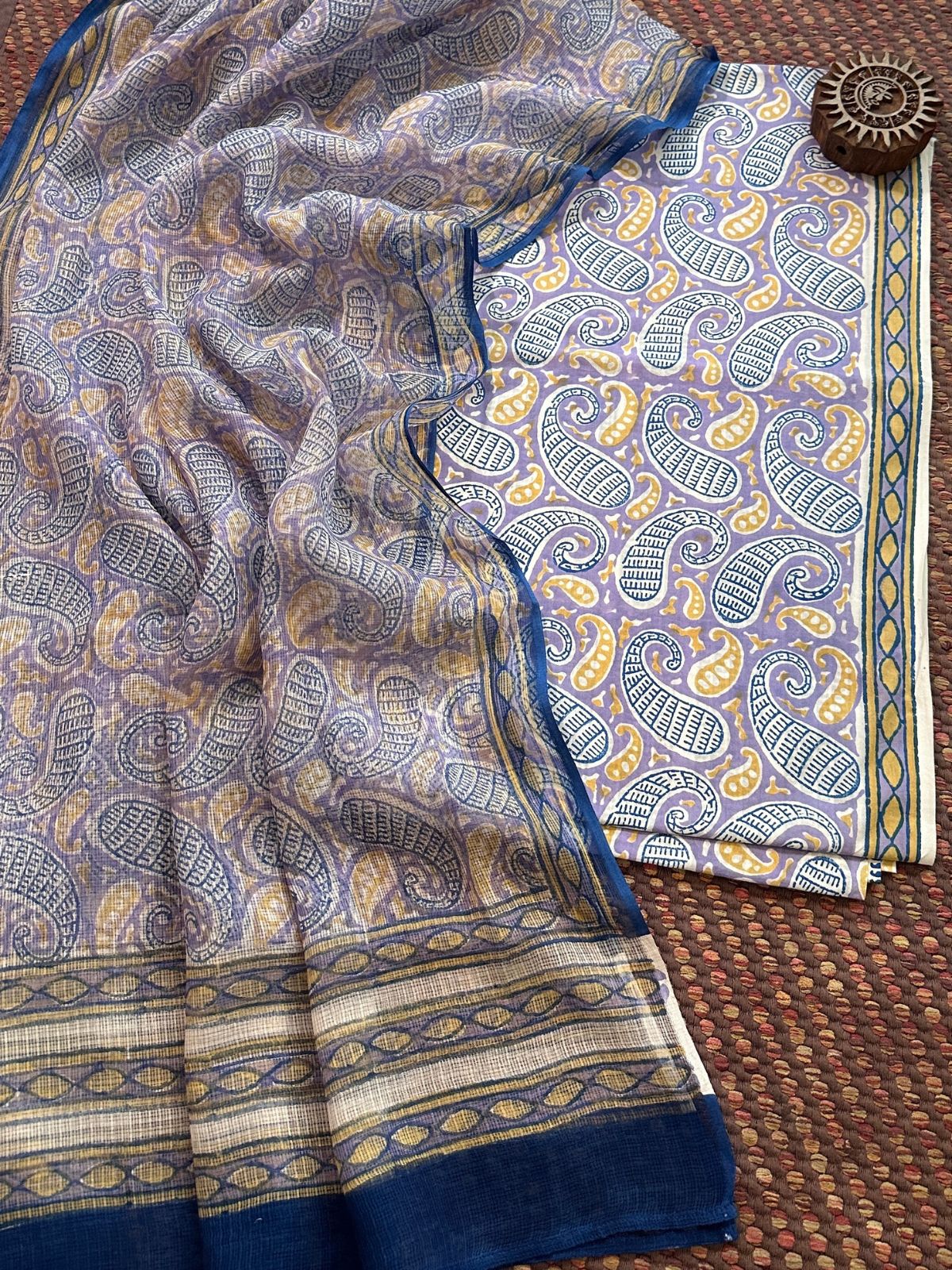 Pure Cotton Unstitched Set with Kota Dupatta