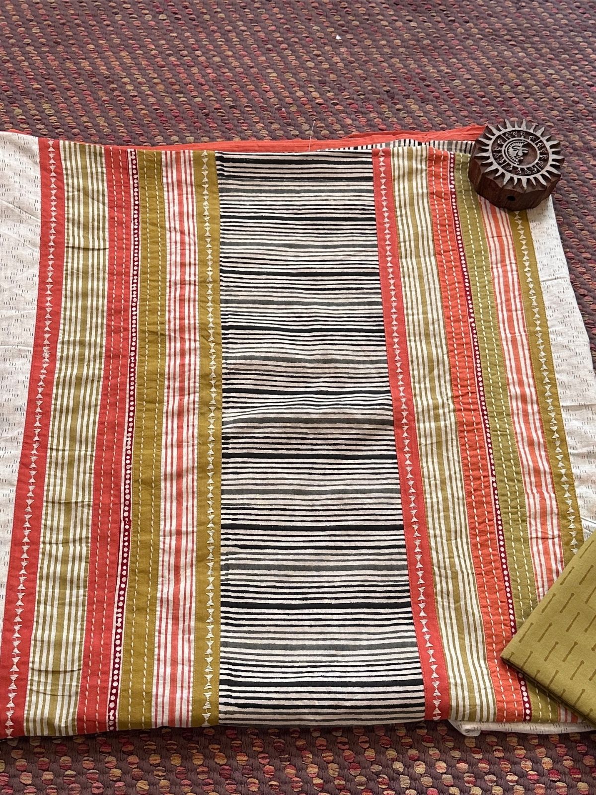 Pure Cotton Patch work Unstitched Set with pure chiffon Dupatta