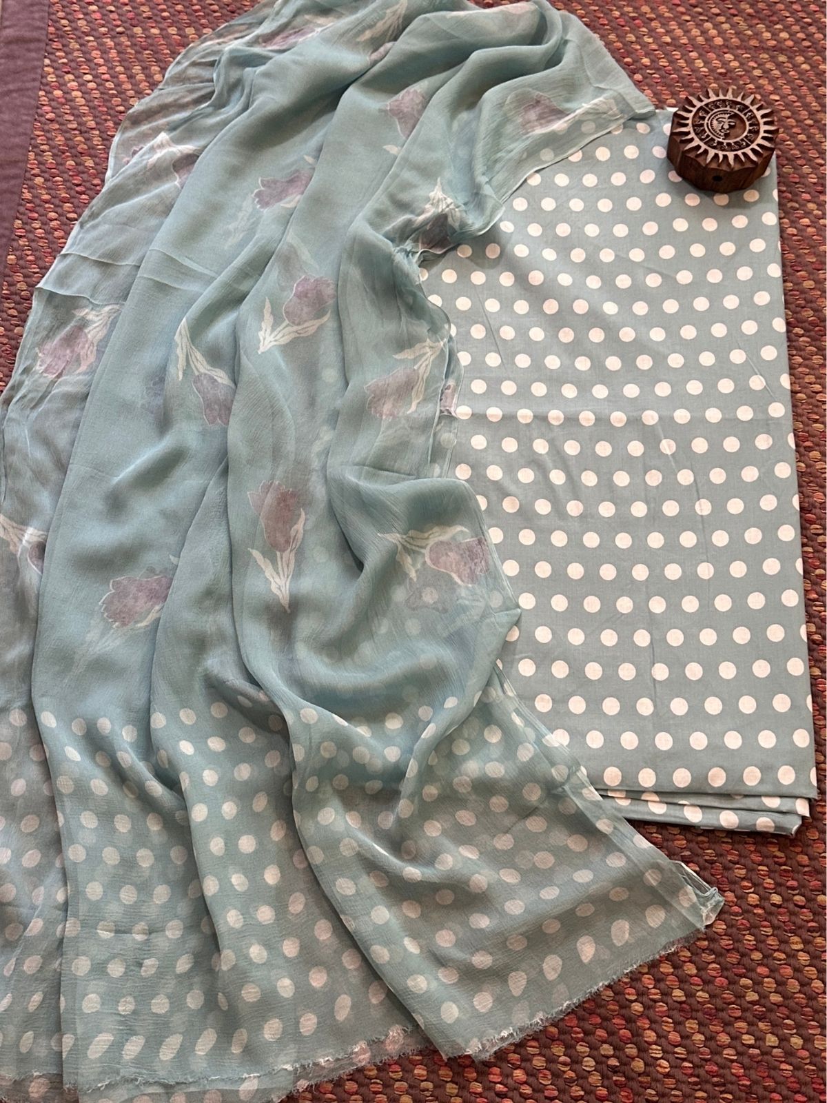 Pure Cotton Unstitched Set with Chiffon Dupatta