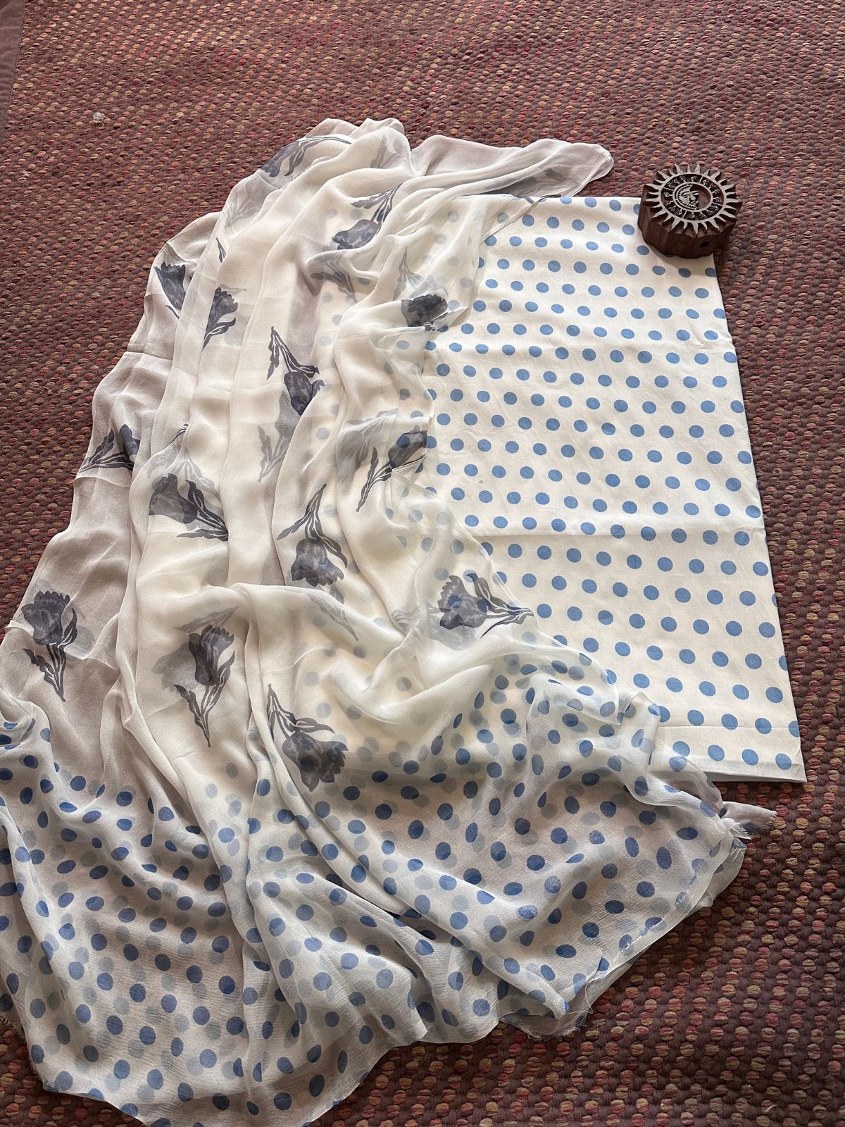 Pure Cotton Unstitched Set with Chiffon Dupatta