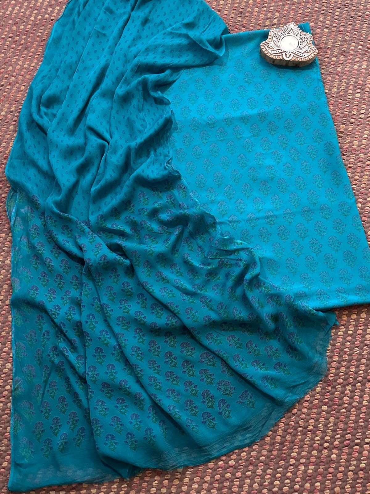 Spun Block Printed Unstitched Set