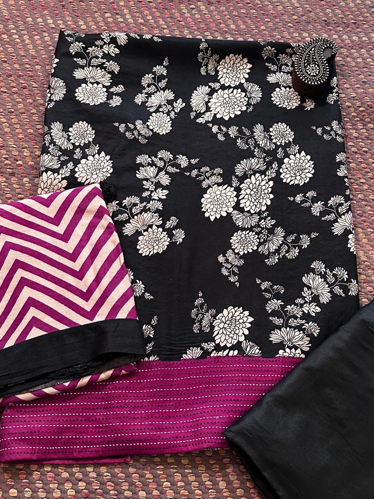 Spun Block Printed Unstitched Set