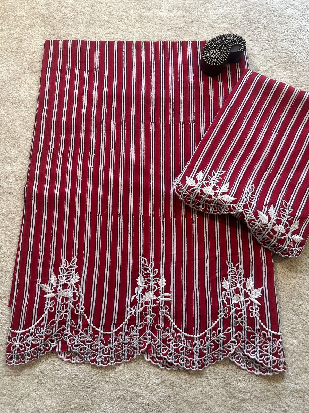 Crimson Set - Coord Set with Cutwork Embroidery