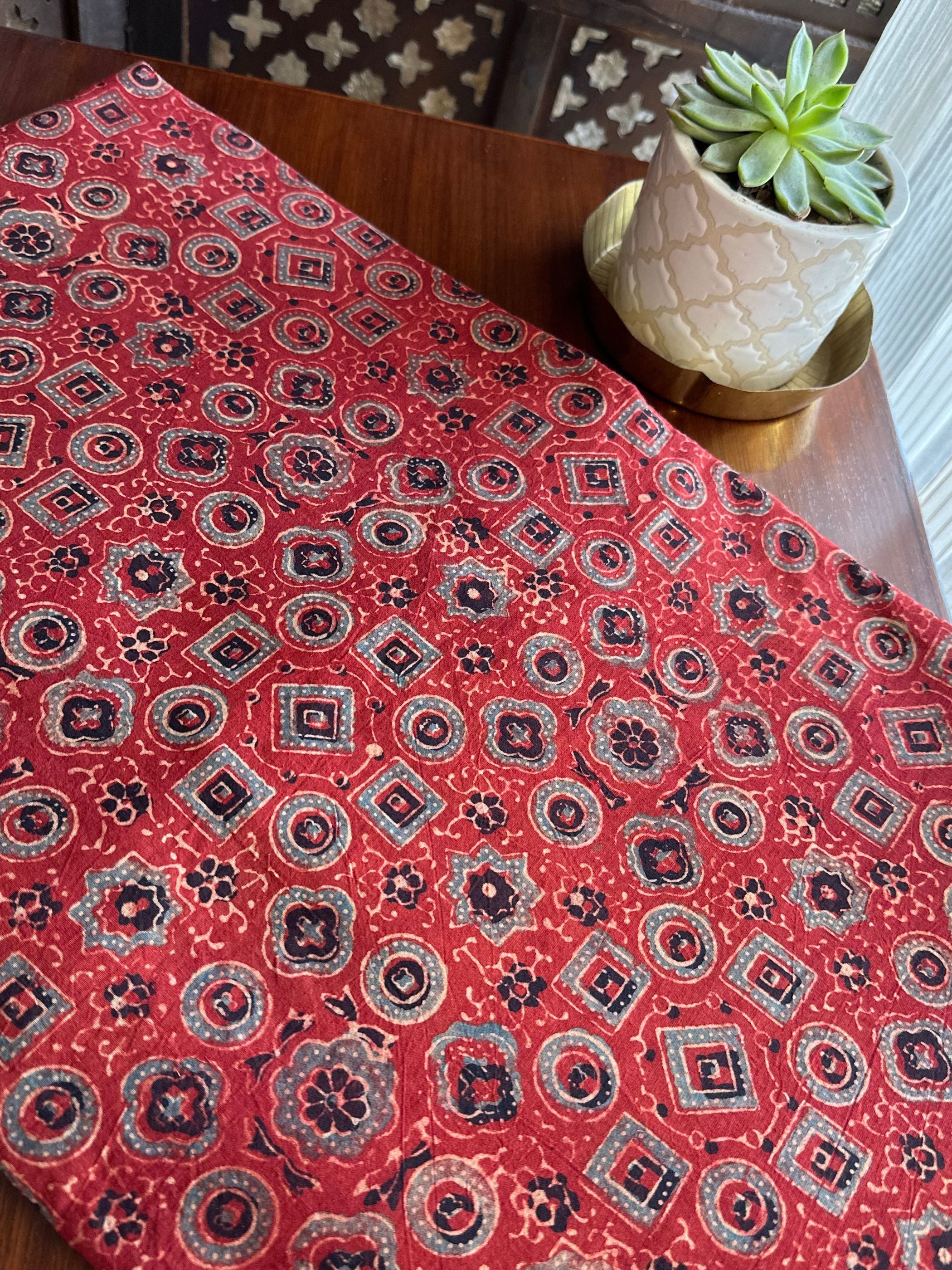 Pure Cotton Red Handblock Ajrakh Fabric
