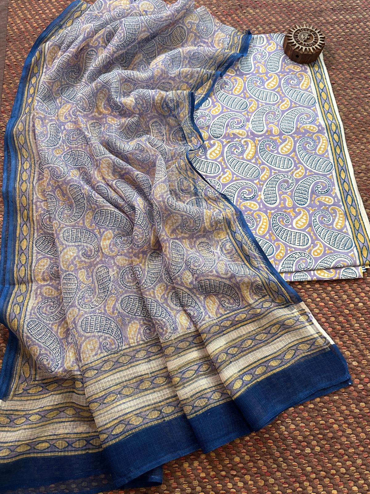 Pure Cotton Unstitched Set with Kota Dupatta