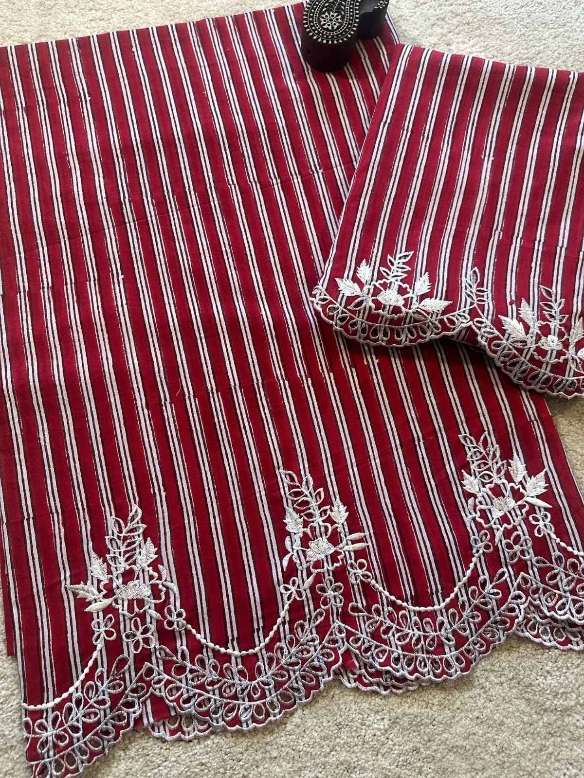 Crimson Set - Coord Set with Cutwork Embroidery