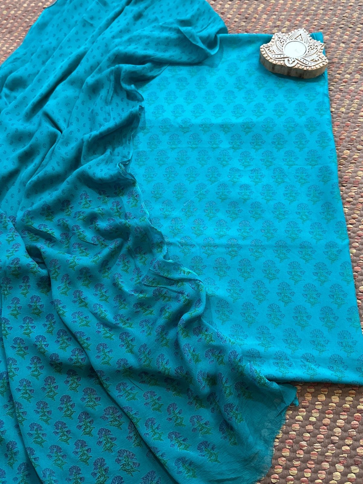 Spun Block Printed Unstitched Set