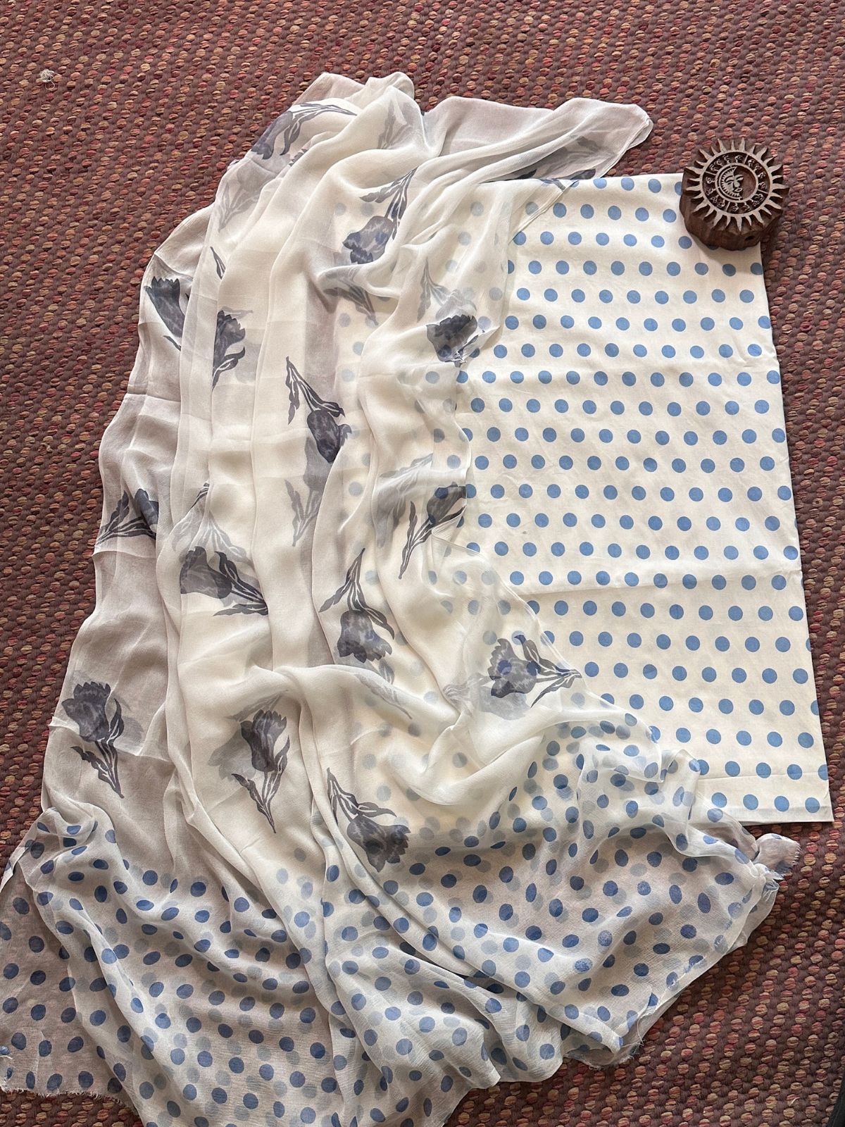 Pure Cotton Unstitched Set with Chiffon Dupatta