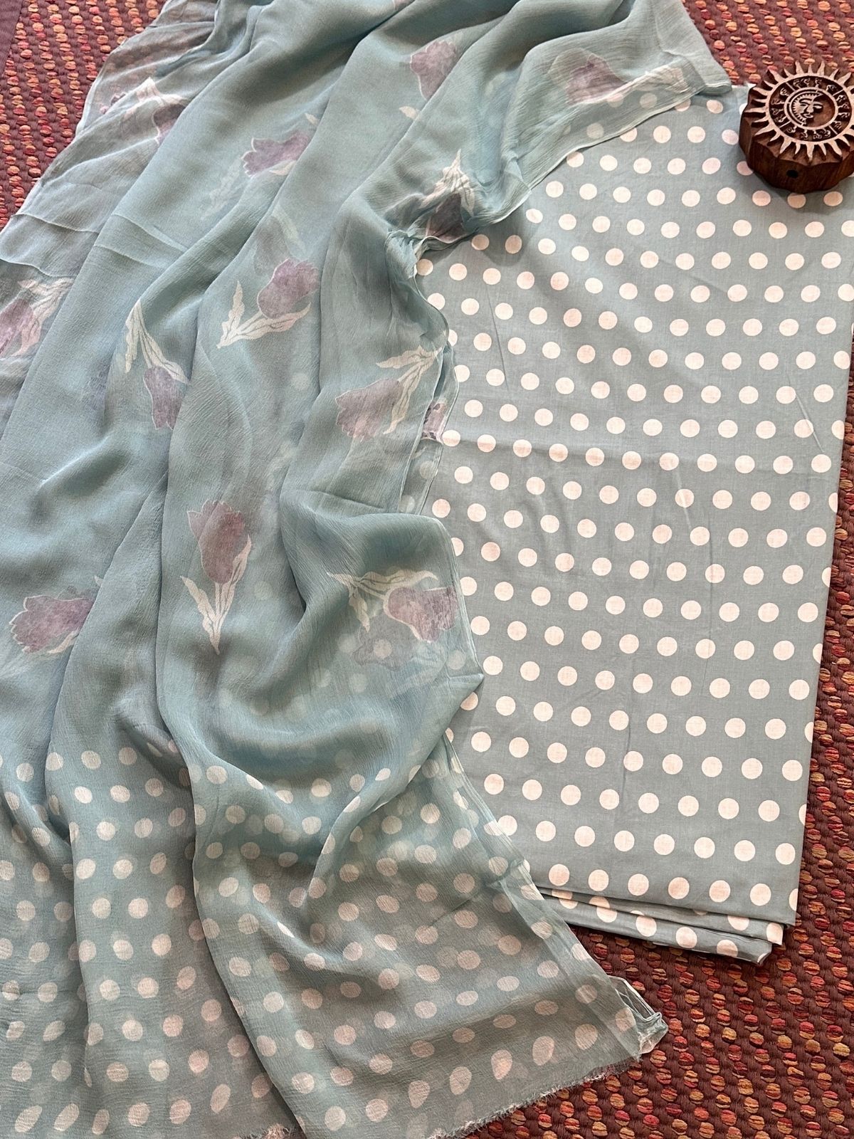 Pure Cotton Unstitched Set with Chiffon Dupatta