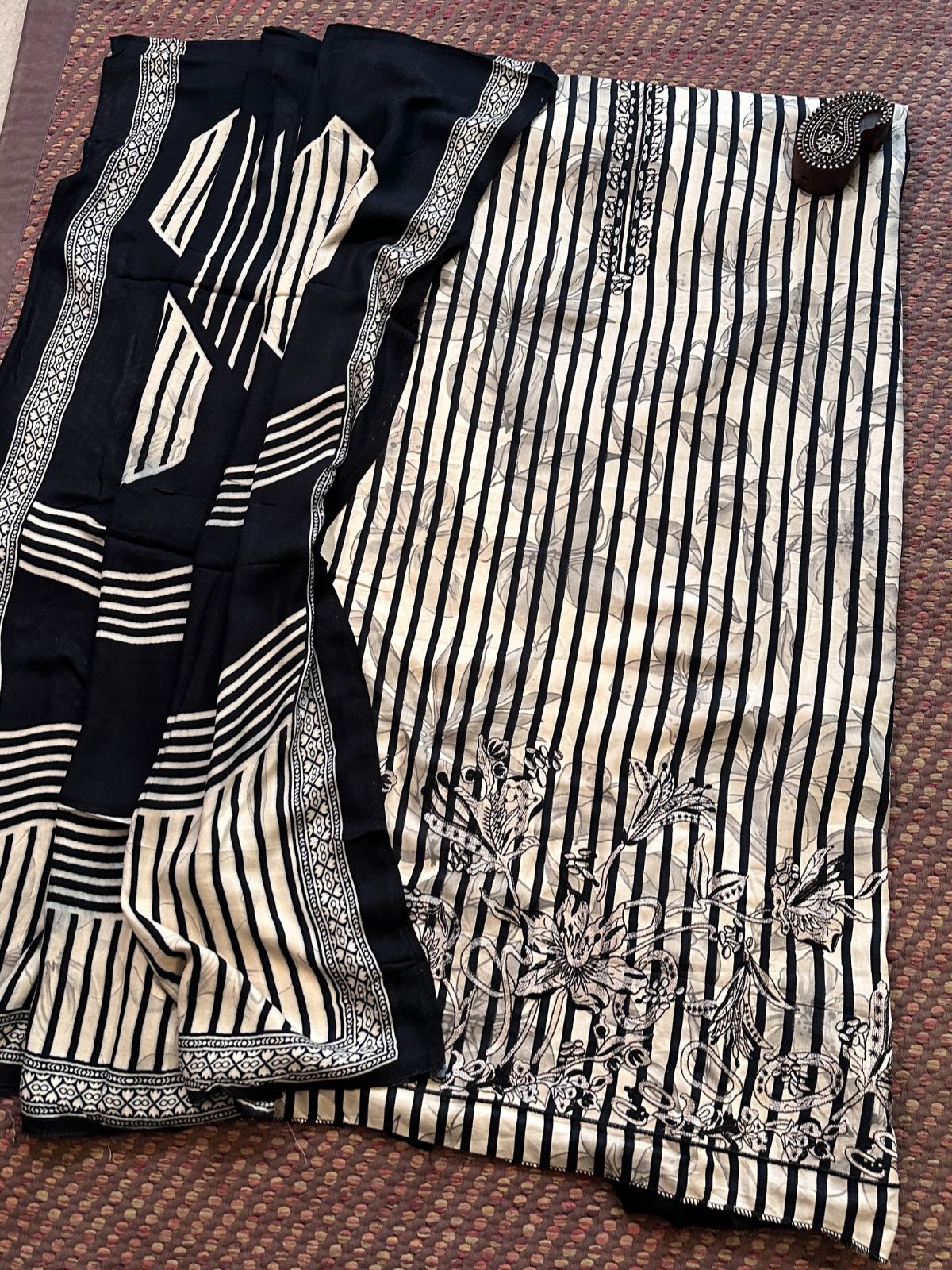 Spun Block Printed Unstitched Set