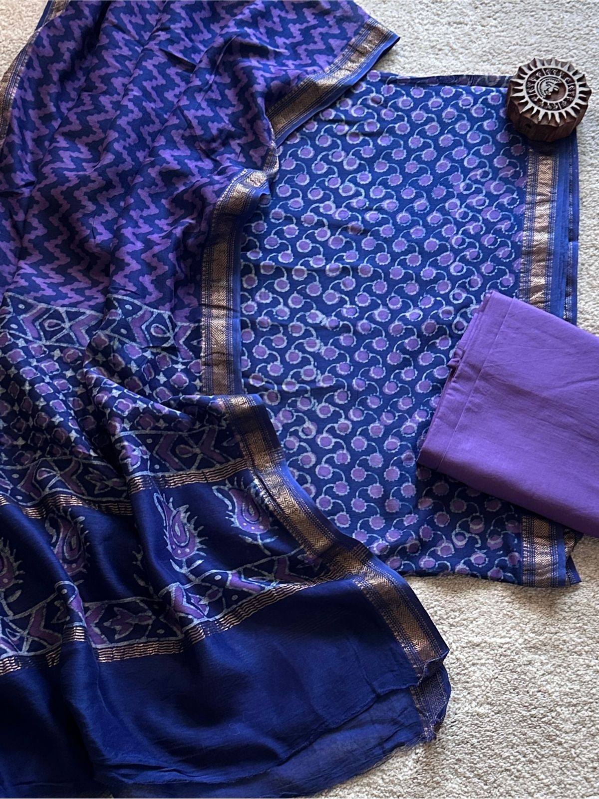 Orchid Dream - Maheshwari Silk Unstitched Set