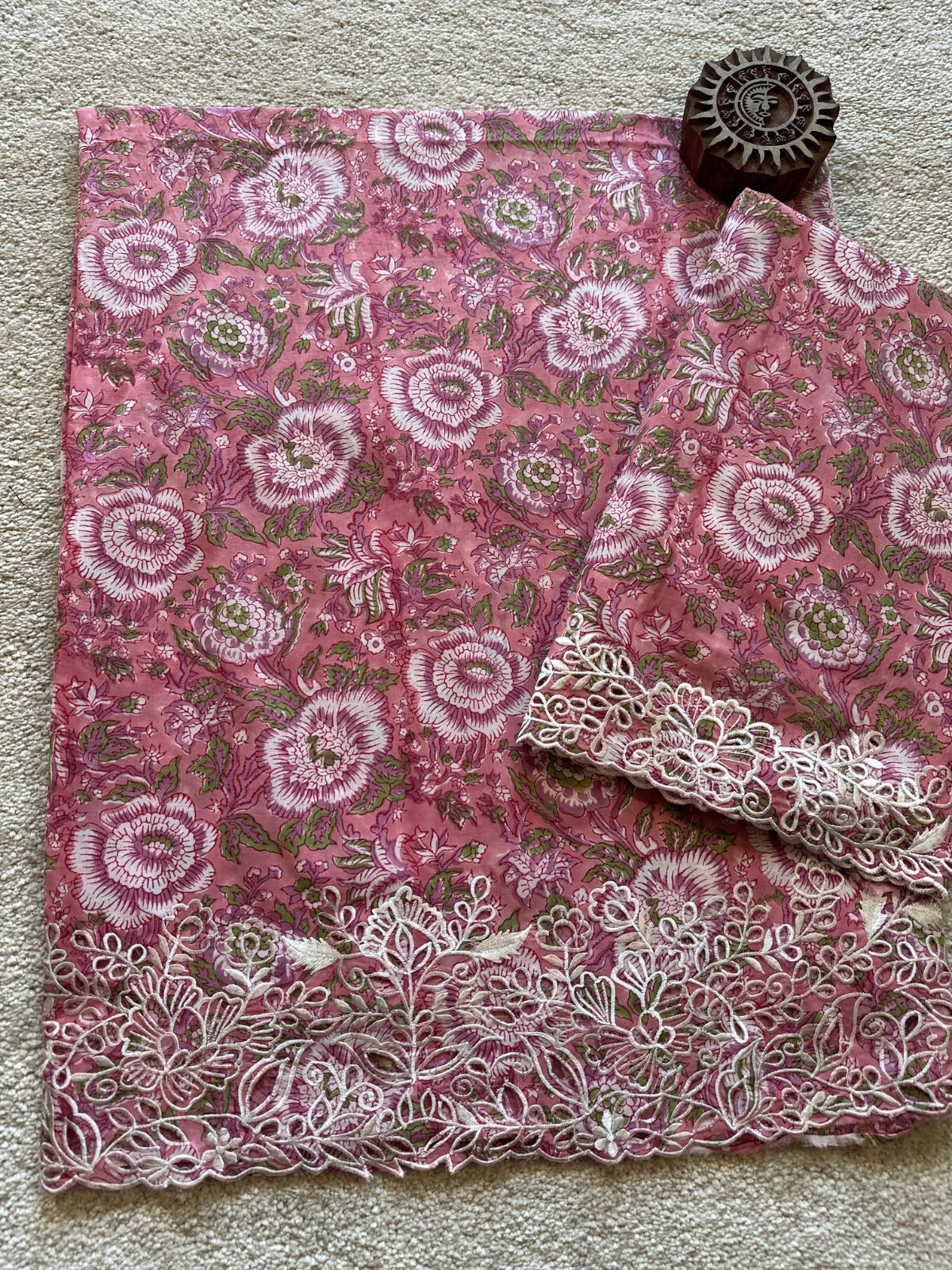 Rose Oasis Set- Coord Set with Cutwork Embroidery