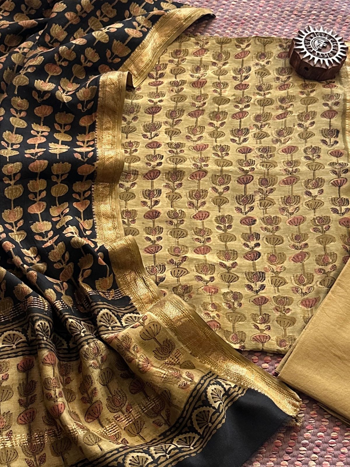 Vegetable Dyed Maheshwari Silk Unstitched Set