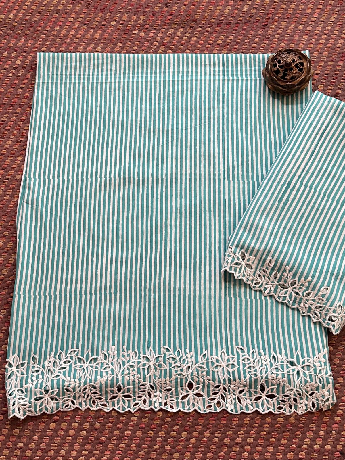 Cutwork Pure Cotton Hand-blocked Coord Set