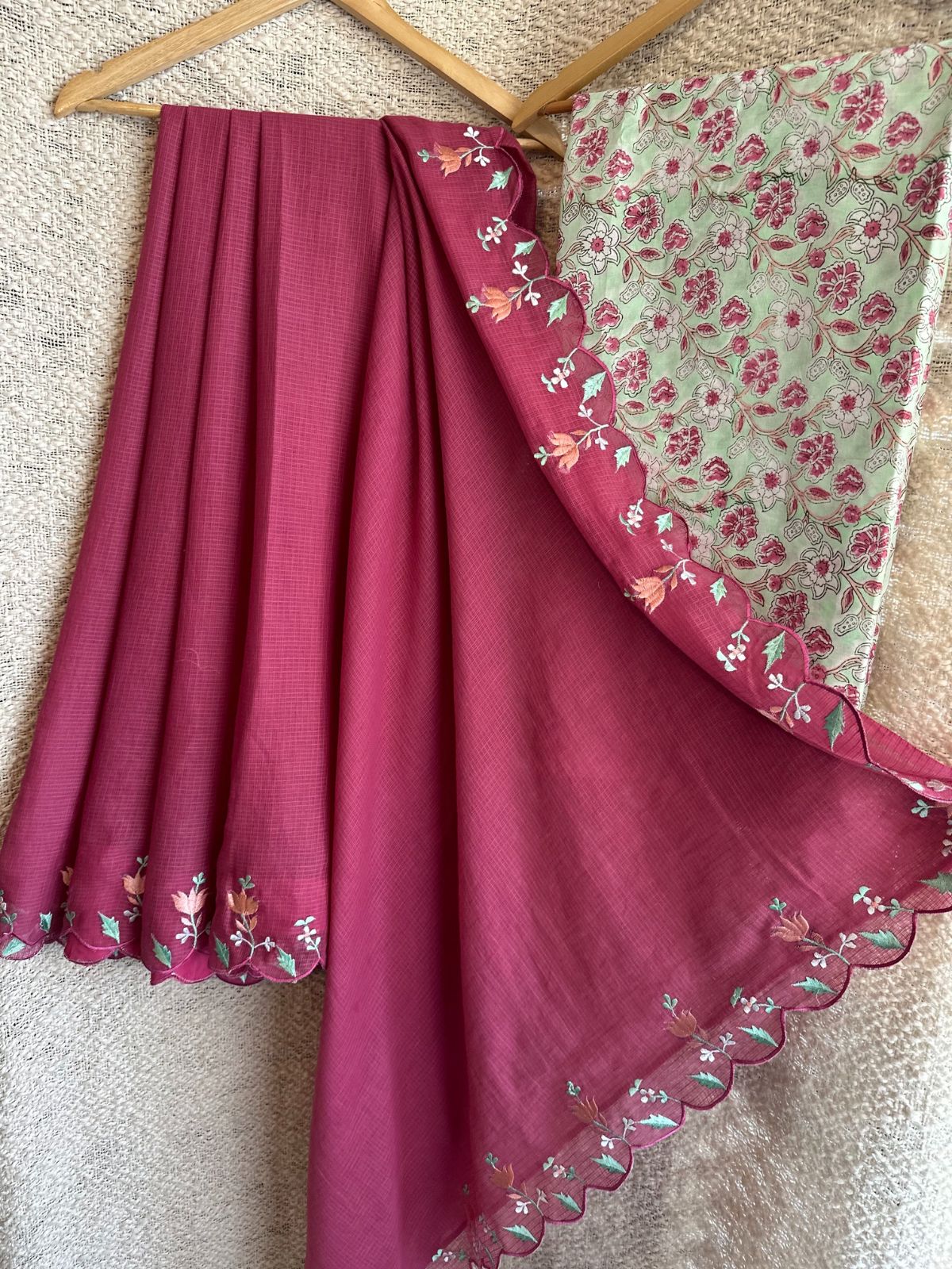 Kota Doria Embroidered Saree