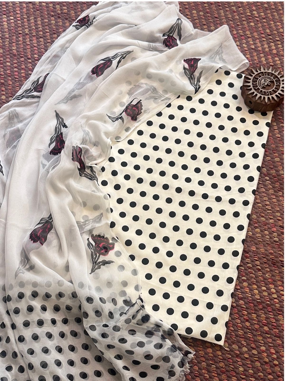 Pure Cotton Unstitched Set with Chiffon Dupatta