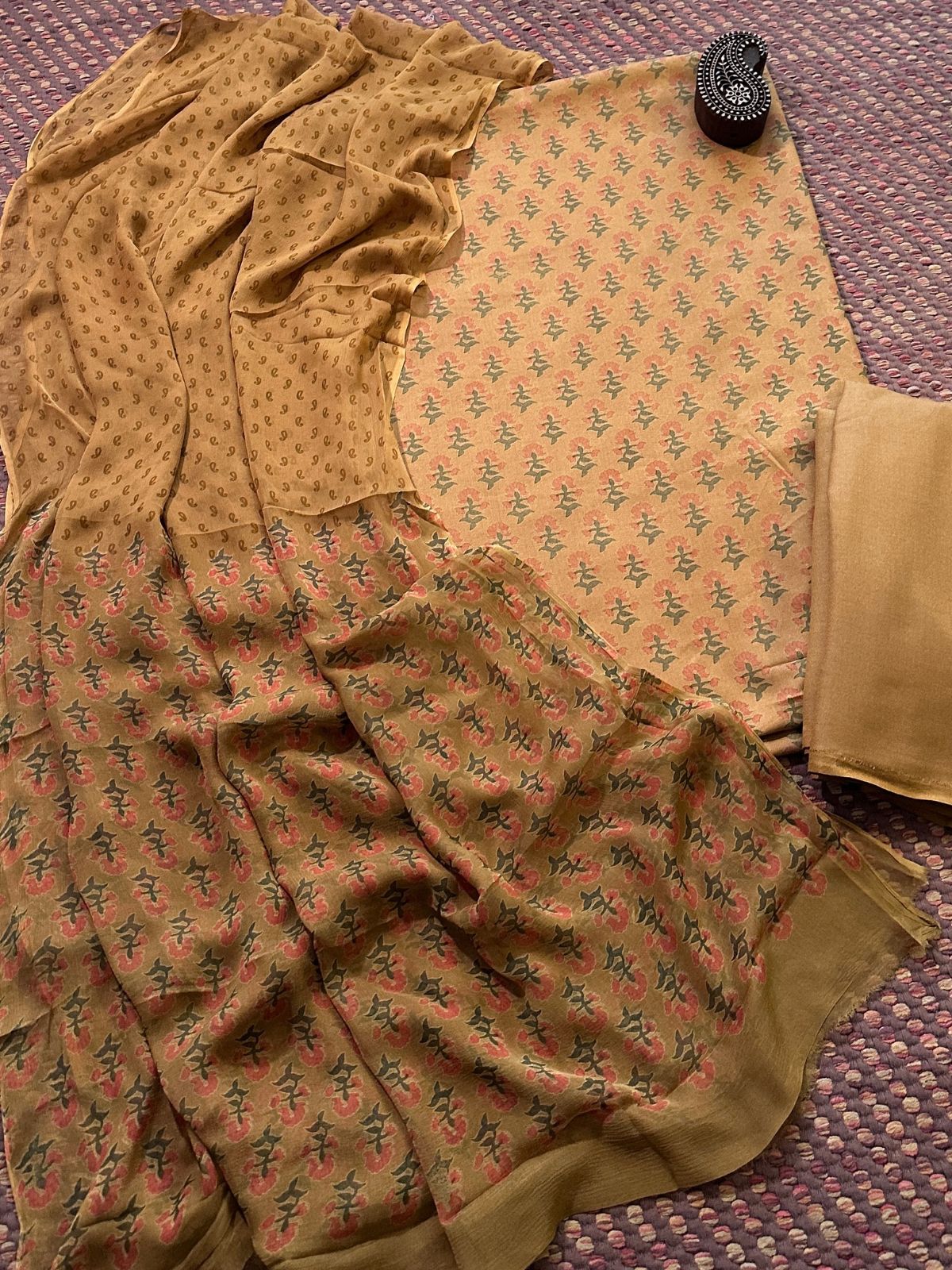 Spun Block Printed Unstitched Set