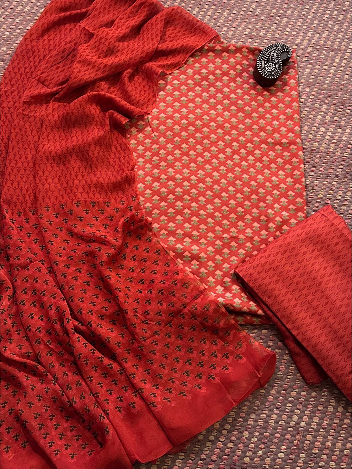 Spun Block Printed Unstitched Set